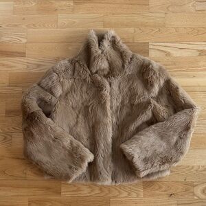 Rabbit fur coat camel small